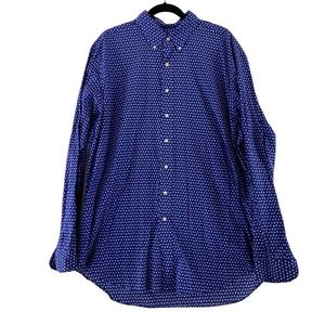 Ralph Lauren Button Down Shirt Size XLT Tall Blue Print Long Sleeve Mens